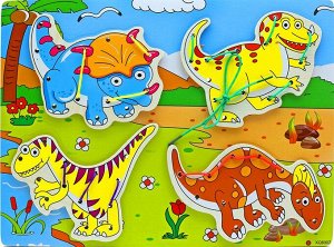 Шнуровка-Пазлы  на планшете Динозавры