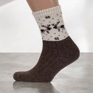 ТОД Шерстяные носки, размер 40-42, 100% шерсть, цвет коричневый/бежевый с рисунком, Монголия