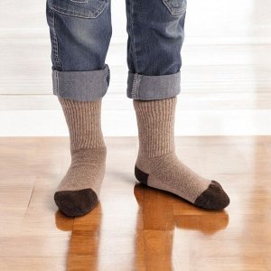 Носки детские теплые для мальчика, девочки из натуральной шерсти 70 %, 4 размер, цвет коричневый/шоколад, Монголия