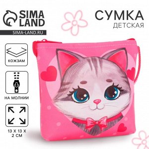 Сумка-кошелёк, для девочки через плечо «Добрый котик», 13x13x2 см