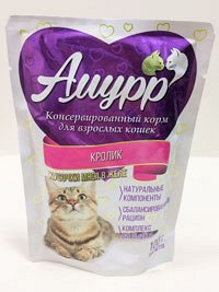 Пакет дой-пак " Амурр" 100 гр.  для  кошек " Кролик" в желе 1/24