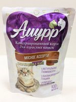 Пакет дой-пак &quot; Амурр&quot; 100 гр.  для  кошек &quot; Мясное ассорти&quot; в желе 1/24