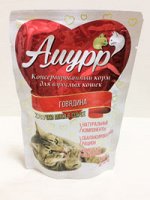 Пакет дой-пак &quot; Амурр&quot; 100 гр.  для  кошек &quot; Говядина&quot; в соусе 1/24