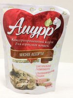 Пакет дой-пак &quot; Амурр&quot; 100 гр.  для  кошек &quot; Мясное ассорти&quot; в соусе 1/24