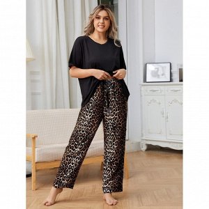 Пижама женская PLUS SIZE (футболка+штаны) с принтом