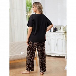 Пижама женская PLUS SIZE (футболка+штаны) с принтом