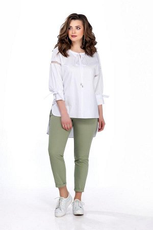 Комплект Комплект TEZA 164 №1 
Состав ткани: Хлопок-96%; Эластан-4%; 
Рост: 164 см.

Комплект женский двухпредметный состоит из блузки и джинсовых брюк. Блузка прямого силуэта со спущенной проймой. Н
