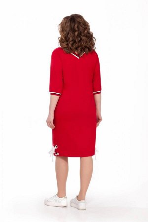 Платье Платье TEZA 177 красное 
Состав ткани: Спандекс-3%; Хлопок-49%; Нейлон-48%; 
Рост: 164 см.

Платье женское прямого силуэта в спортивном стиле из мягкого трикотажа. Рукав втачной, низ рукава на