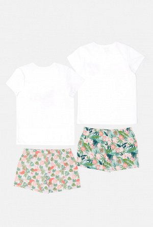 Два комплекта для девочек((1)футболка(фуфайка) и (2)шорты) Roksi набивка