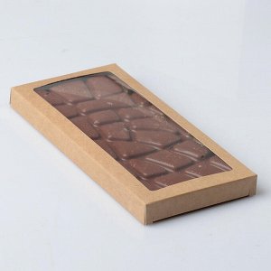 Подарочная коробка под плитку шоколада, крафт с окном, 17,1 х 8 х 1,4 см
