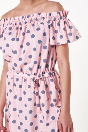 Платье Нино №1.Цвет:персиковый/горох