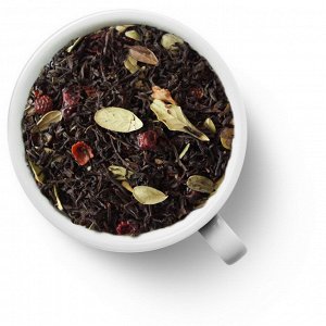 Брусничный 34046 Краткое описание: Чёрный чай с добавлением брусничного листа, сушёной клюквы, шиповника и медовых гранул. Имеет настой красно-коричневого цвета со сладким ароматом корочек шиповника, 