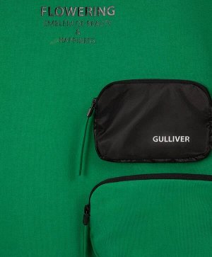 Платье из футера зеленое для девочек Gulliver