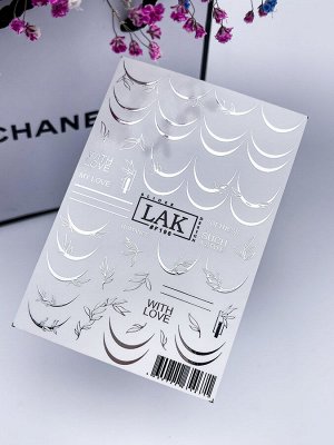 LAK NAILS #F196 Фольгированный слайдер с френчем для дизайна ногтей/для маникюра