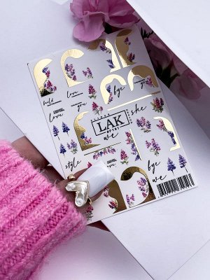 LAK NAILS #F191 Фольгированный слайдер с цветами для дизайна ногтей/для маникюра