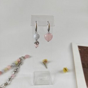 Серьги с кварцем пастельных оттенков