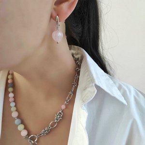 Серьги с кварцем пастельных оттенков