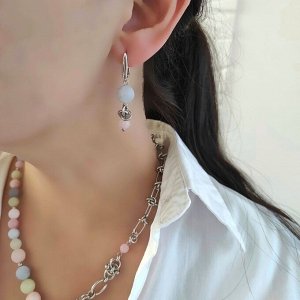 Серьги с кварцем пастельных оттенков