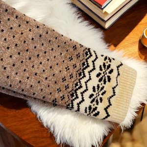 ТОД Гольфы из натуральной шерсти, размер 37-39, 70% шерсть, цвет коричневый с рисунком, Монголия