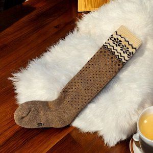 ТОД Гольфы из натуральной шерсти, размер 37-39, 70% шерсть, цвет коричневый с рисунком, Монголия