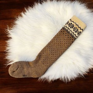 ТОД Гольфы из натуральной шерсти, размер 37-39, 70% шерсть, цвет коричневый с рисунком, Монголия