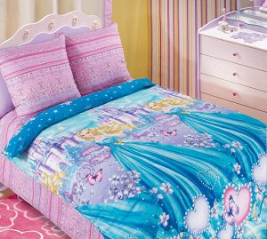 Комплект постельного белья 1,5-спальный, бязь "Люкс", детская расцветка (Золушка 3 D)