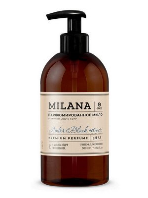 Жидкое мыло Парфюмированное Milana Amber&Black Vetiver с маслом кедра 300мл