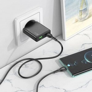 Сетевое зарядное устройство быстрая зарядка HOCO N38 Delgado USB+USB-C + кабель PD20W+QC3.0 Черный