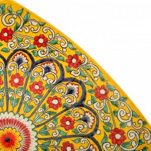 Ляган Риштанская Керамика &quot;Цветы&quot;, 28 см, квадратный, жёлтый микс