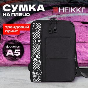 Сумка на плечо HEIKKI TORRENT (ХЕЙКИ) с карманом, Chess emoji, черная, 25х18х3 см, 272638