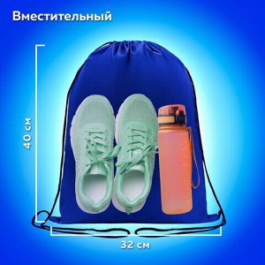 Мешок для обуви ПИФАГОР, 1 отделение, 40х32 см, синий, 271617
