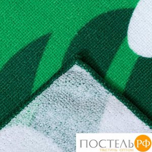 Полотенце пляжное Этель 70*140 см, Цветы на зеленом, микрофибра 250гр/м2   3936316