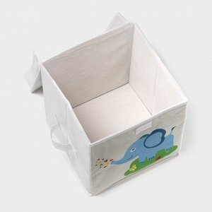 Короб стеллажный для хранения с крышкой «Слонёнок», 25x25x25 см, серый