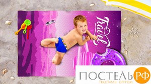 ПППА037-14537 Пляжное покрывало "Фиолетовый космос" полиэстер 100% 90*140 см БОПП пакет/пайка