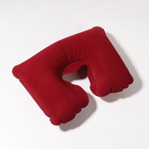 Подушка надувная для шеи, дорожная, 38x24 см, бордовая