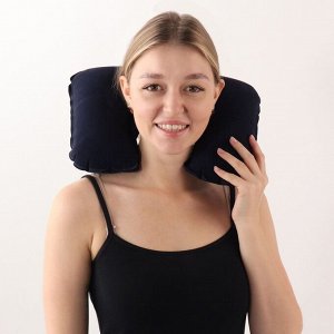 Подушка надувная для шеи, дорожная, 42x26.5 см, синяя