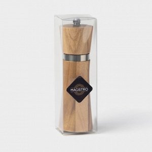 Мельница для специй Magistro Wooden, 5x16.5 см, керамический механизм, коричневая