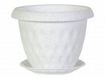 Горшок для цветов, 4,9 л, d 245 мм, с поддоном, пластик, мрамор, РОЗЕТТА, 1/10