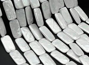 Бусины из майорки прямоугольник 15*30мм цв.белый, 39,5см, 13 бусин