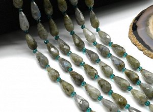 Бусины из лабрадора капля гр.8*16мм, 39см, 21 бусина