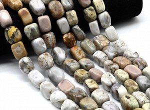 Бусины из агата прямоугольник 14*18мм, 37см, 19 бусин