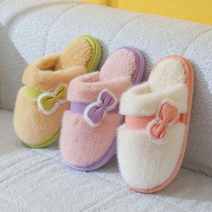Тапочки женские с закрытым носом, с бантиками
