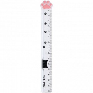 Линейка 15см MESHU ""Paw"", пластиковая, тонированная, с блестками, ассорти, европодвес