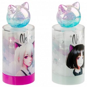 Точилка пластиковая MESHU ""Neko"", 1 отверстие, ассорти
