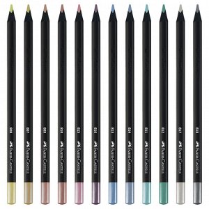 Карандаши цветные Faber-Castell ""Black Edition"", 12цв., металлик, трехгран., черное дерево, заточен.