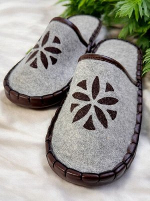 Тапочки войлочные, размер 40, без пятки, подошва замша Naigalmaa, цвет серый, Монголия