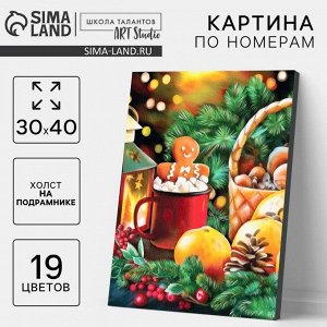 Картина по номерам на новый год на холсте с подрамником «Праздник к нам приходит», 30x40 см