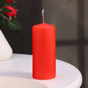 Свеча цилиндр, 5х11,5 см, набор 3 шт, красная