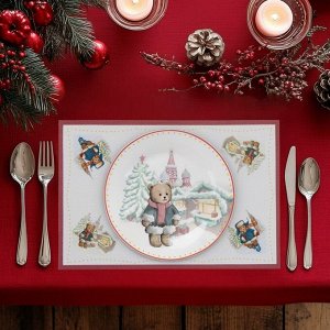 Салфетки сервировочные Доляна «Московский мишка», 4 шт., новогодние, 45x30 см