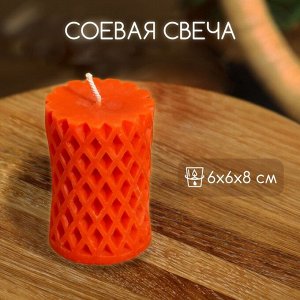 Свеча "Столб сеточка" 6х6х8 см, соевый воск, микс